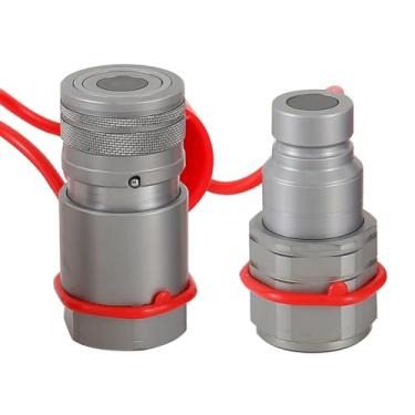 Imagem de Elifecenter Acoplador hidráulico de conexão rápida de 1/5.1 cm, 1 conjunto de conector de face plana compatível com minicarregadeira Bobcat (ISO 16028)