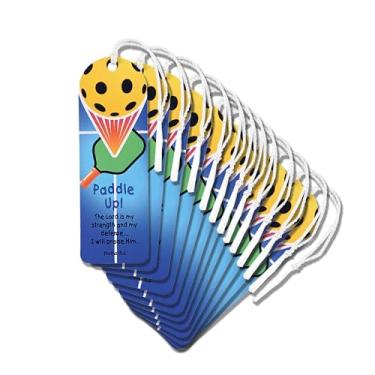 Imagem de Dicksons Marcador de livro com borla esportivo cristão inspirador para livros, estudo da Bíblia, diários 5 x 15 cm, cartolina, Pickleball Lord is My Strength, pacote com 12