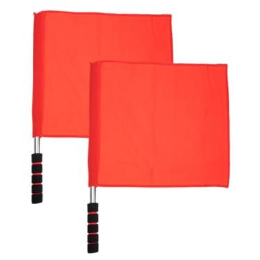 Imagem de de treinamento de atletismo: 2 peças de aviso de árbitro vermelho de tráfego de homem de linha com vara de aço inoxidável para futebol