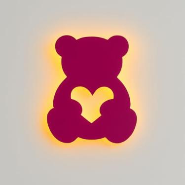 Imagem de Placa Luminosa LED Urso Infantil – Decoração Fofa Para Quarto - Sala ou Brinquedoteca - Menino e Menina (Rosa)