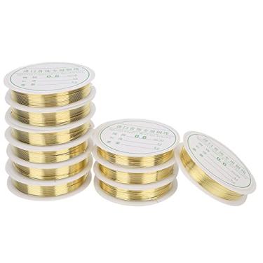 Imagem de Acouto Fio de Cobre para Joias DIY - Pulseiras e Colares de Fio Flexível para Enrolar e Enrolar - 10 Unidades de de Ouro e Cobre de 0,6 Mm Projetos Perfeitos de Fabricação de Joias e Artesanato (total (Ouro/balde de 0,6mm)