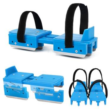 Imagem de Tryly 2 pares de patins de gelo infantis atualizados, ajustáveis, 2 em 1, duas e simples, conversíveis com tiras de gancho e laço para iniciantes (2 azuis)