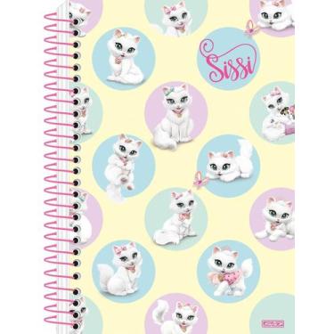 Imagem de Caderno Pequeno Espiral 1/4 Gatinha Sissi 80 Folhas Ideal Para Anotaçõ