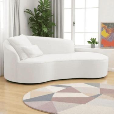 Imagem de Divã Recamier Sofá Curvo Sala De Tv E Estar Recepção Inglaterra 200cm Lado Direito Bouclé Branco- Mabe Magazine