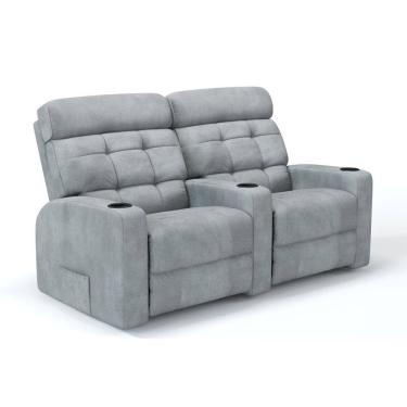 Imagem de  Sofá 2 Lugares Reclinável Elétrico Em Tecido Bouclé Com Massagem Linha Cinema