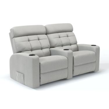 Imagem de Sofá 2 Lugares Reclinável Elétrico Em Tecido Linho Com Massagem Linha Cinema