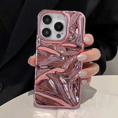 Imagem de Capa de celular de luxo prateada com efeito 3D texturizado, revestida em alumínio eletroplástico, para iPhone 17, 16, 15, 14, 13, 11, 12 Pro Max e 17 Air. Capa macia roxa com efeito ondulado, rosa,