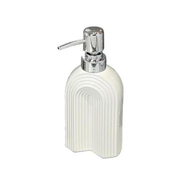 Imagem de hezhuhe2258 Dispensador de sabonete, garrafa, prensa, xampu, dispensador de sabonete corporal, garrafa vazia, dispensador de sabão de cerâmica de alta qualidade (branco)