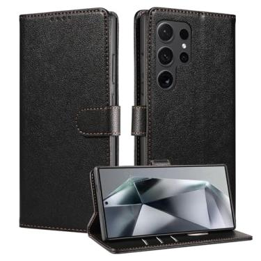 Imagem de LYJSMGZ Capa flip para Samsung Galaxy S25 Ultra/S25 Plus/S25, compartimento magnético para cartão com bloqueio de RFID, capa de corpo inteiro, à prova de choque, preta, S25 Plus