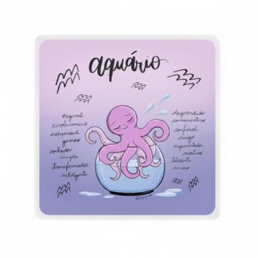 Imagem de Mini Luminária Box Signos Aquário USB, Polietileno, 11,5 x 11,5 x 4,5 cm, LED 5W, Cabo USB 1,2m