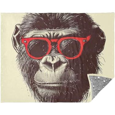 Imagem de TSENQUE Gorilla Engraçado Cobertores e Mantas Personalizados Cobertor Lavável para Homens Mulheres 177.8 cm x 139.7 cm Floral Grande Confortável Sofá