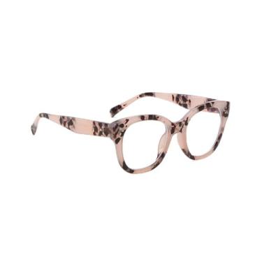 Imagem de Óculos de armação quadrada para mulheres e homens, lentes transparentes, leves, Carapaça de tartaruga rosa