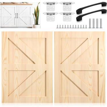 Imagem de Sintuff 2 conjuntos de substituição de porta de armário de cozinha inacabado com dobradiças e maçanetas de porta, substituição frontal de portas de armário coqueteleira para armário de cozinha e