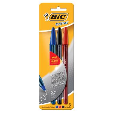 Imagem de Caneta BIC Esferográfica Ultra Fina 0.7 Azul/Preto/Vermelho