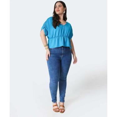 Imagem de Calça Plus Size Feminina Jeans Skinny Push Up Sawary-75020, Jeans azul