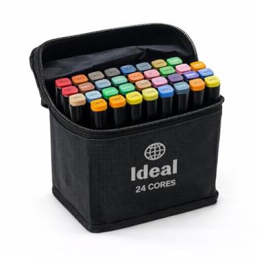 Imagem de Estojo com 24 Canetas Hidrográficas de Colorir, Pontas Macias, Tinta Vibrante, com Zíper, 16x10x8 cm, Recomendado +3 Anos