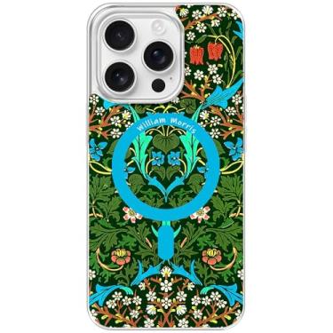 Imagem de Berkin Arts Capa transparente transparente compatível com iPhone 16 Pro [compatível com Magsafe], estampa decorativa Art Nouveau (Blackthorn by Morris)