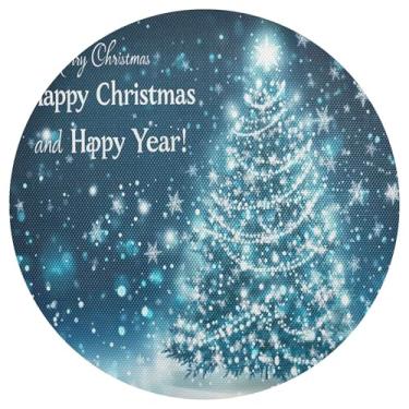 Imagem de xigua Jogo americano redondo de árvore de Natal, conjunto de 4, tapete de mesa redondo antiderrapante resistente ao calor, tapetes de mesa de 48 cm para decoração de cozinha, jantar e festa