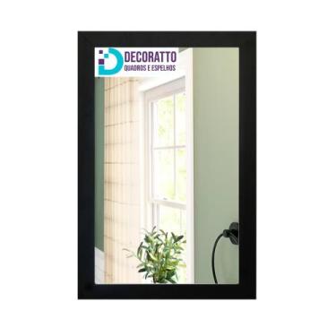 Imagem de Espelho 30x40 Moldura Preta Para Decoração, Banheiros, Quarto e Sala. 
