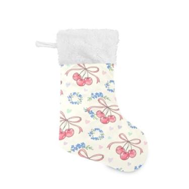 Imagem de Blueangle Pacote com 2 meias de Natal com laços de fita de 17,7 polegadas para decorações de festas de fim de ano, suportes de presente e meias (639)