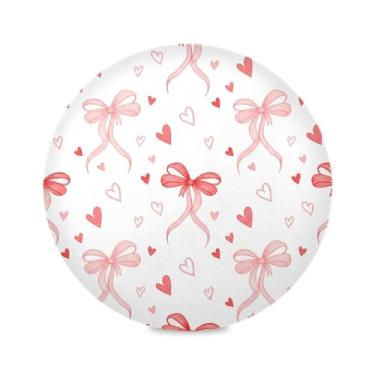 Imagem de Wassud Jogo americano com laços de fita tapetes de mesa redondos para cozinha e jantar tapetes laváveis resistentes ao calor decoração de mesa 39 cm