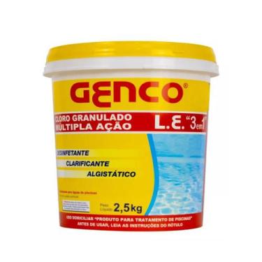 Imagem de Cloro Granulado Genco  Balde 2,5 kg Multipla Ação 3 em 1 - Desinfetant