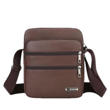 Imagem de Bolsa Messenger de couro para homens com ombro tiracolo estiloso - Yiw