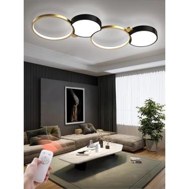 Imagem de Luminária de teto moderna para sala de estar, com regulagem de intensidade e controle remoto. Ideal para quartos, cozinhas, restaurantes e escritórios. Possui temperatura de cor ajustável (4