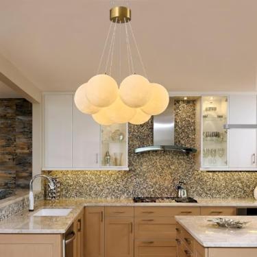 Imagem de Lustre para restaurante, estilo nórdico, luminária pendente dourada Sputnik, elegante luminária de teto embutida com 13 lâmpadas brancas, design G9, luminária criativa em formato de globo pa