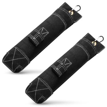 Imagem de Sadnyy 2 peças de suporte de haste de soldagem, bolsa de eletrodo resistente a chamas, bolsa de couro engrossado 32,6 x 7,95 centímetros com clipe kit de ferramentas de cintura vestível para