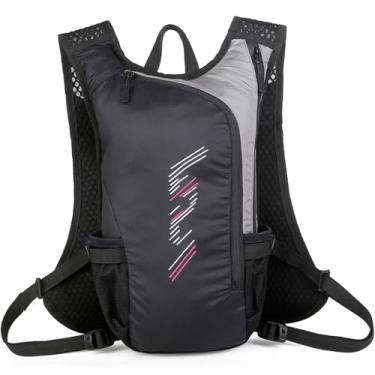 Imagem de Mochila de hidratação respirável Ainoli Mochila de bexiga de água reflexiva de nylon para caminhada e corrida (Preta)