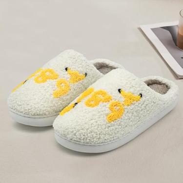 Imagem de Pantufas numeradas para uso interno e masculino, de algodão macio, quente, para quarto, casa, com espuma de memória, aconchegante, outono, inverno, casa, ambientes internos e externos, Amarelo, 10-11