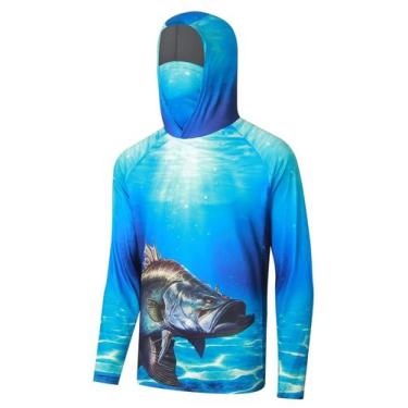 Imagem de Camiseta De Pesca Camuflada Masculina Com Capuz, Proteção Solar UV UPF