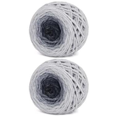 Imagem de Katech Fio ombré fofo para crochê - 2 peças de fio de chenille de veludo super volumoso de 285 g para tricô, fios de bolo gradiente macio e felpudo para cobertor de bebê, cachecol, travesseiro, boneca