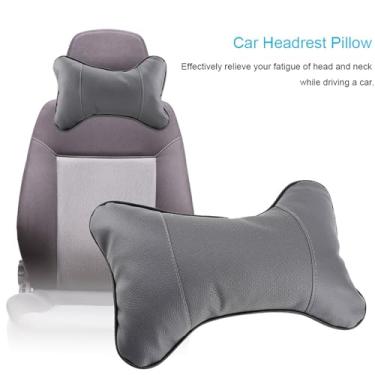 Imagem de GLOGLOW Travesseiro Macio para Encosto de Cabeça de Carro, Posicionador de Corpo, Almofada de Suporte de Pescoço de Couro Artificial, Capa Removível, Bege, Preto, Cinza, Marrom, 9,84 X 6,3 X 2,76