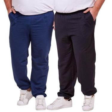 Imagem de Kit 2 Calça Moletom Punho Fit Slim Masculino Plus Size - Daze Modas, P