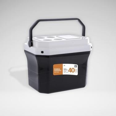 Imagem de Caixa Térmica 40L com Porta-Copos e Alça Ergonômica – Cooler Isotérmico para Praia, Camping e Churrasco Paramount (Preto)