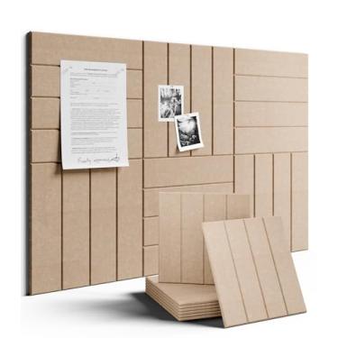 Imagem de Quadro de avisos grande de feltro 91 cm x 61 cm de cortiça alternativo - pacote com 6 com 40 abas adesivas removíveis seguras, quadros de cortiça para paredes, placa de feltro para casa, escritório