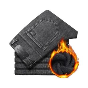 Imagem de Calças Jeans Pretas Slim Fit Masculinas, Elásticas, Retas, Estilo Casu