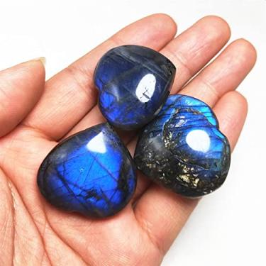 Imagem de 3 peças coração de cristal natural labradorita quartzo labrador pedras preciosas corações para casa adequado para decoração de móveis cristais