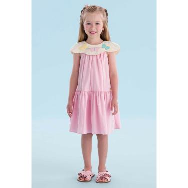 Imagem de Vestido Infantil Mon Sucré Rosa Gola Bordada Com Borboletas-Feminino