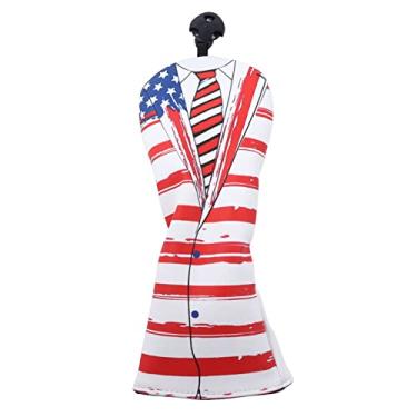 Imagem de Capa para cabeça de taco de golfe Protetor de cabeça para taco de golfe Protetor de bandeira americana Design Tecido PU de alta qualidade Pelúcia espessa Durável à prova d'água à