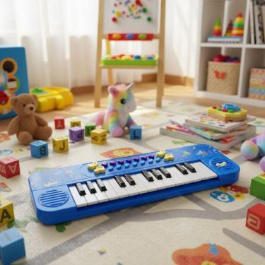 Imagem de Teclado Musical Infantil 25 Teclas Microfone Ritmos Gravar - Unik Toys