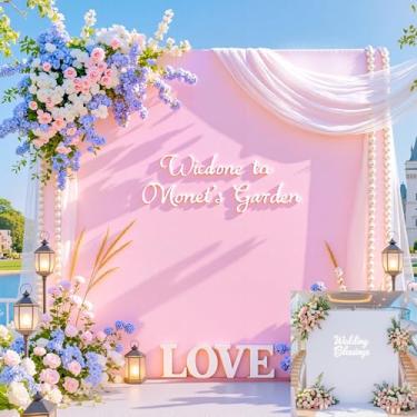 Imagem de Besutolife Capa de fundo quadrada de duas cores para arco de casamento, 1,6 x 1,8 m, elastano elástico, suporte de arco de balão para festa de aniversário, chá de bebê, formatura, banquete, decoração