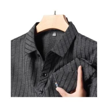 Imagem de Camisa Masculina Casual De Negócios De Manga Curta Estampada Sem Neces