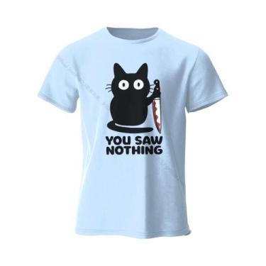 Imagem de Camiseta Feminina Engraçada Com Estampa De Gato, Algodão, Gola Redonda