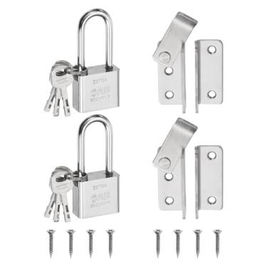 Imagem de PATIKIL 2 peças 3 mm trinco de portão, aço inoxidável 304 abertura esquerda parafuso deslizante trava de porta para quarto portas de banheiro armários janelas, prata