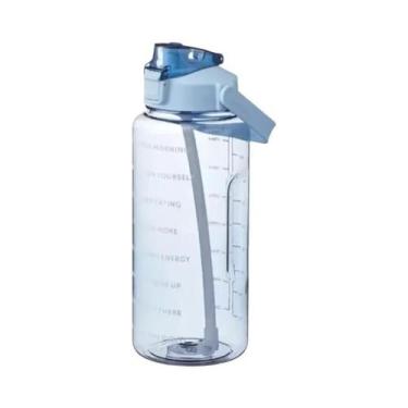 Imagem de Garrafa De Água Plástica Grande De 2 Litros Com Canudo, Copo Portátil 