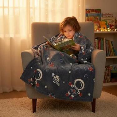 Imagem de Manta Cobertor 1,80x2,00 Mt infantil Brilha No Escuro(Astronauta)