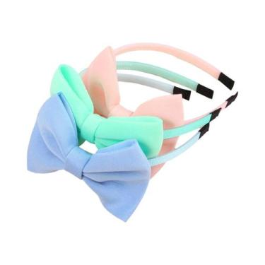 Imagem de Conjunto De 3 Faixas De Cabelo Com Laços De Tecido De 4 Polegadas Para